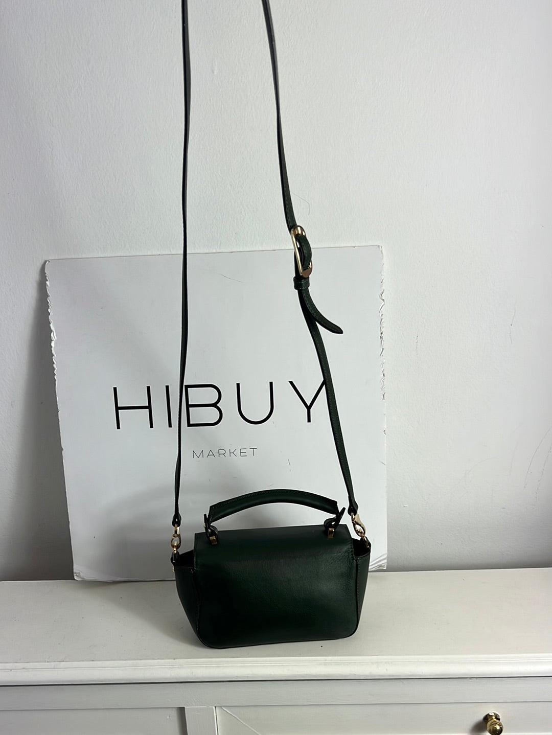 SANDRA FRECKLED. Green leather mini bag