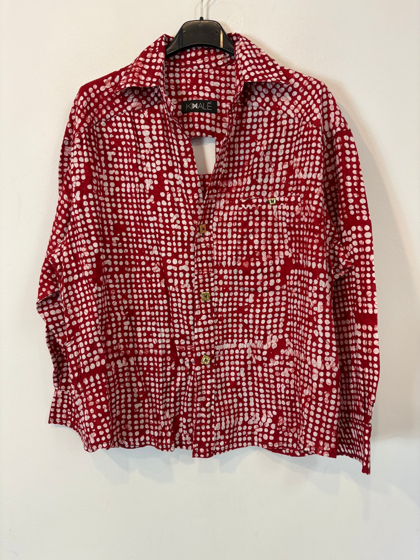 KIMALÉ. Conjunto falda y camisa roja estampada. T 36