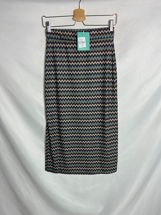 MONISQUI. Falda midi apertura estampanda. T U (s/m)