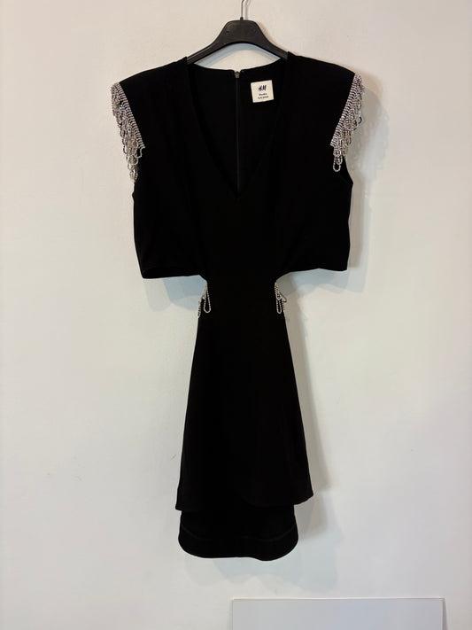 H&M. Vestido negro fiesta aberturas