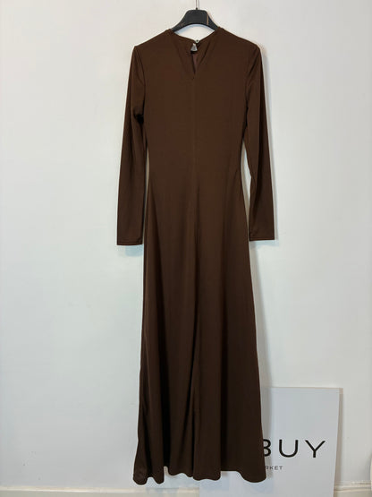 ZOTTIER. Vestido largo marrón semi elástico