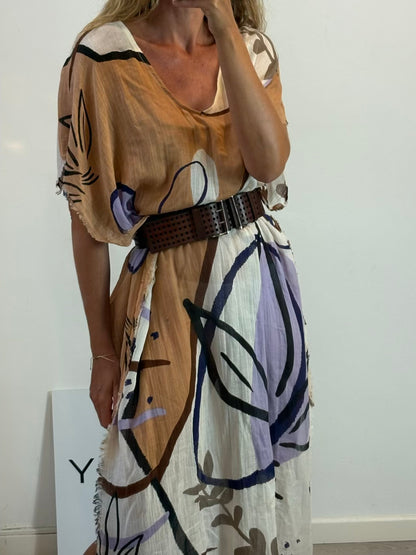 AWALE STUDIO. Vestido largo estampado estilo caftán