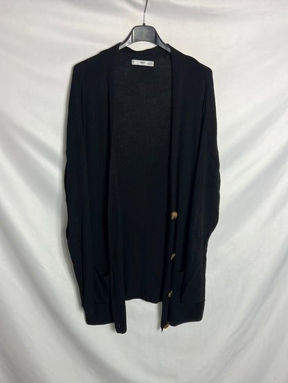 MANGO. Cárdigan negro fluido. T XS/S
