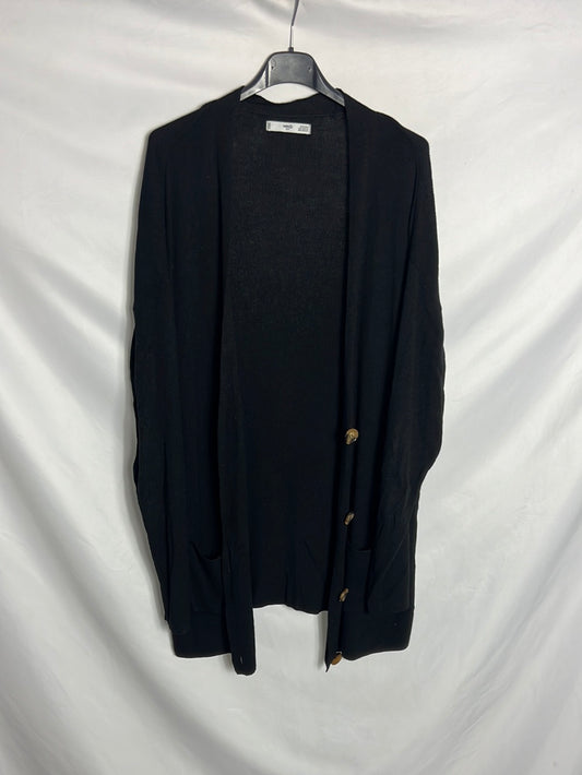 MANGO. Cárdigan negro fluido. T XS/S