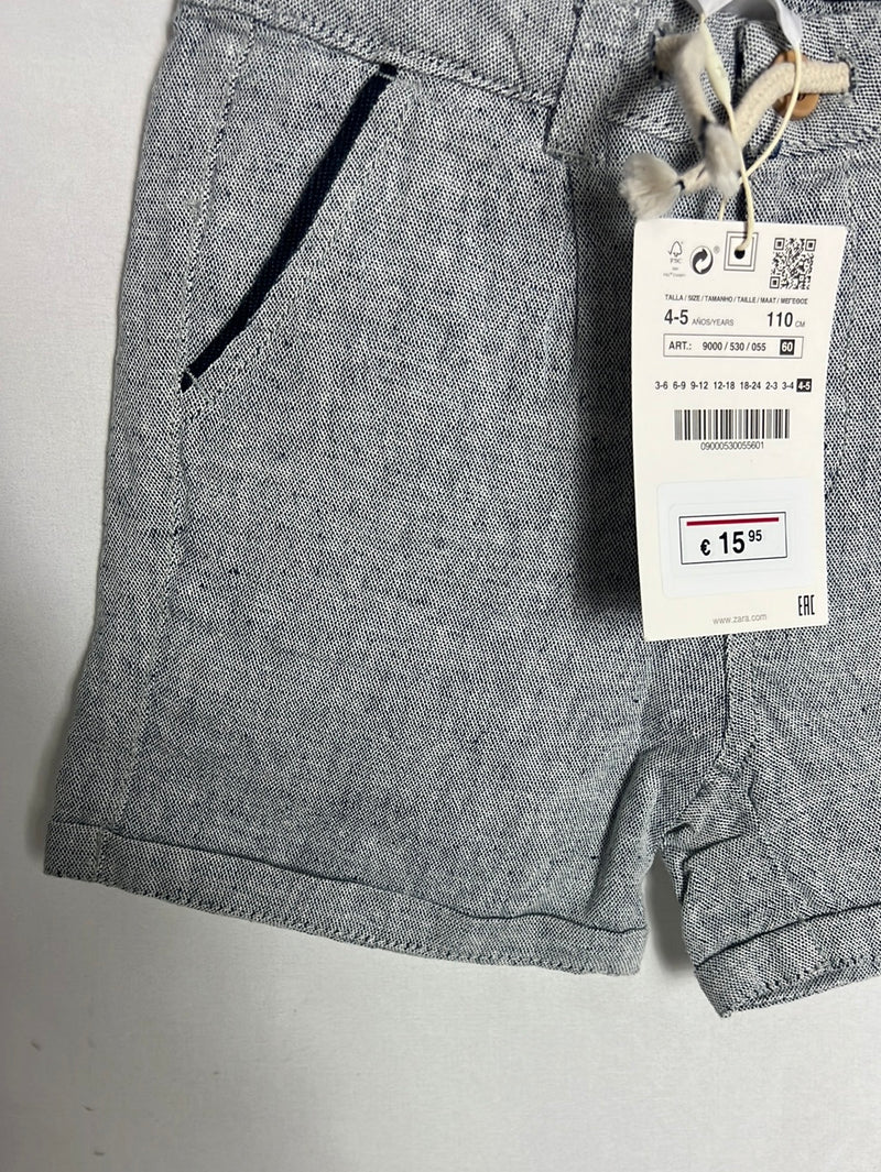 ZARA. Pantalón corto gris jaspeado T 4-5 años