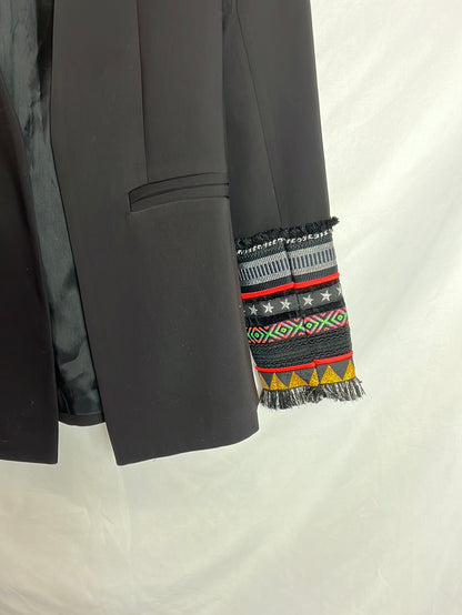 BLESS THE MESS. Black blazer with cuff and sleeve details. Size 38