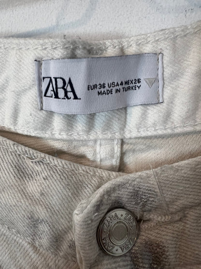 ZARA. Denim gris claro purpurina. T 36