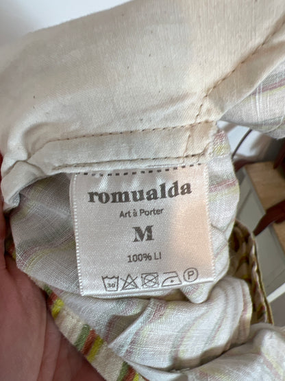ROMUALDA. Pantalón ancho rayas lino T.m