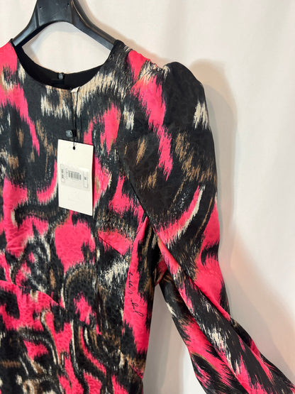 JORGE VÁZQUEZ. Vestido largo estampado satinado. T 38