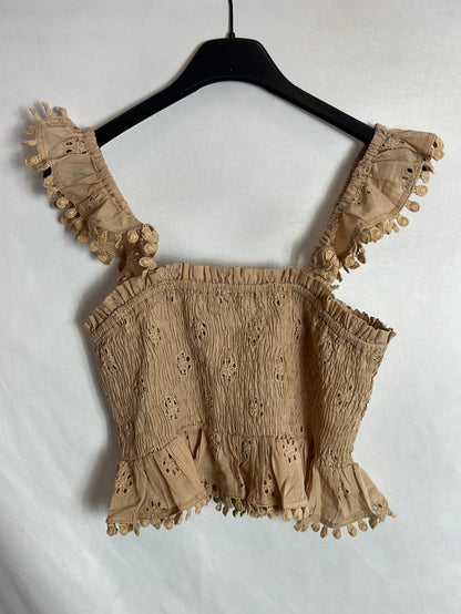 PITI CUITI. Total look rosa empolvado troquelado. T M/L