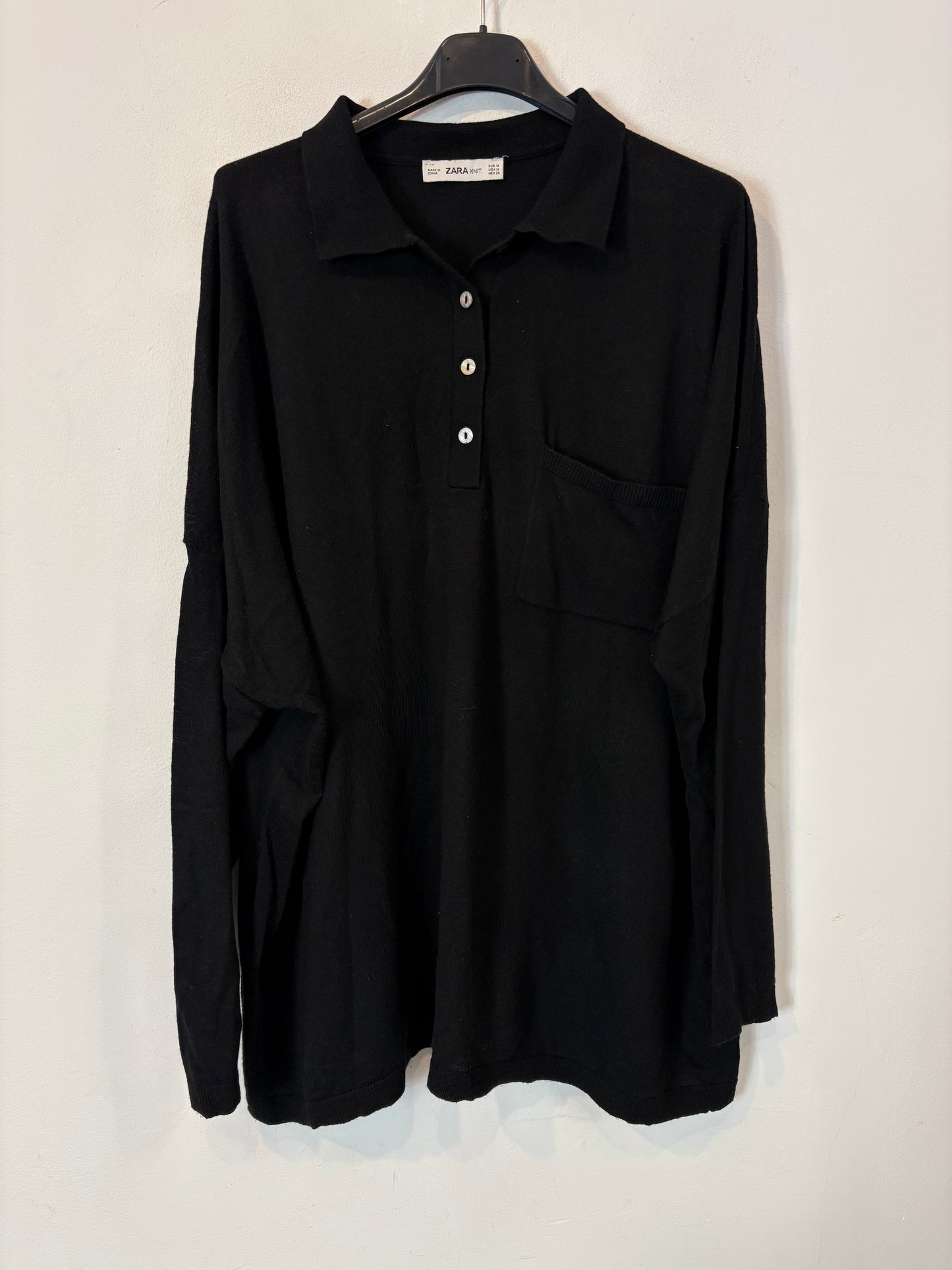 ZARA. Jersey polero negro lana