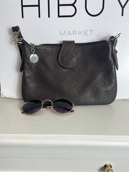 OTRAS. Bolso piel marrón asa corta