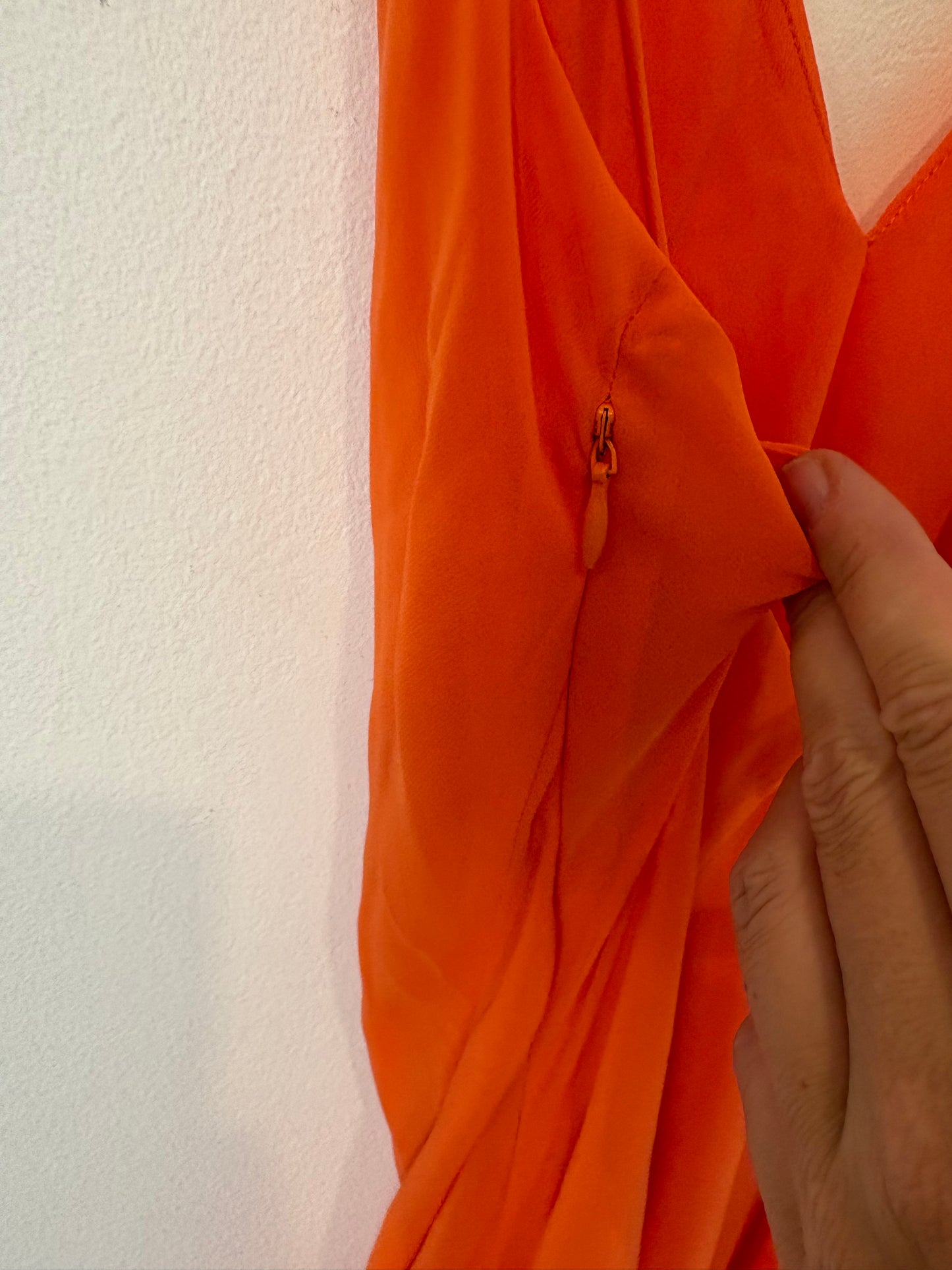 ZARA. Long orange flared dress. Size XS
