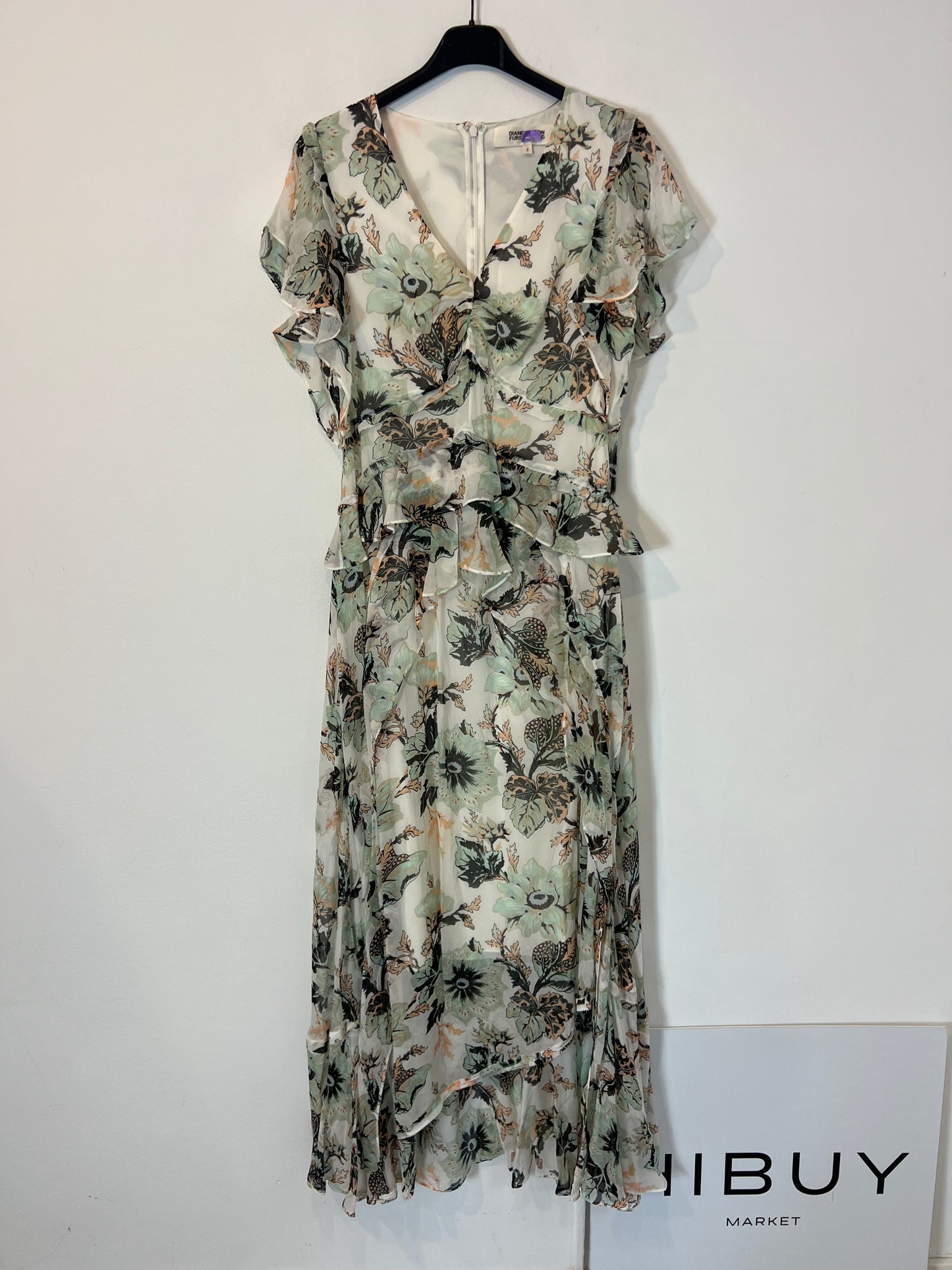 DIANE VON FURSTENBERG. Printed viscose maxi dress. Size 2 (M)
