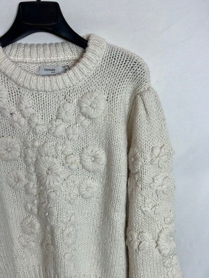 FORMULA JOVEN. Jersey blanco roto flores. T S