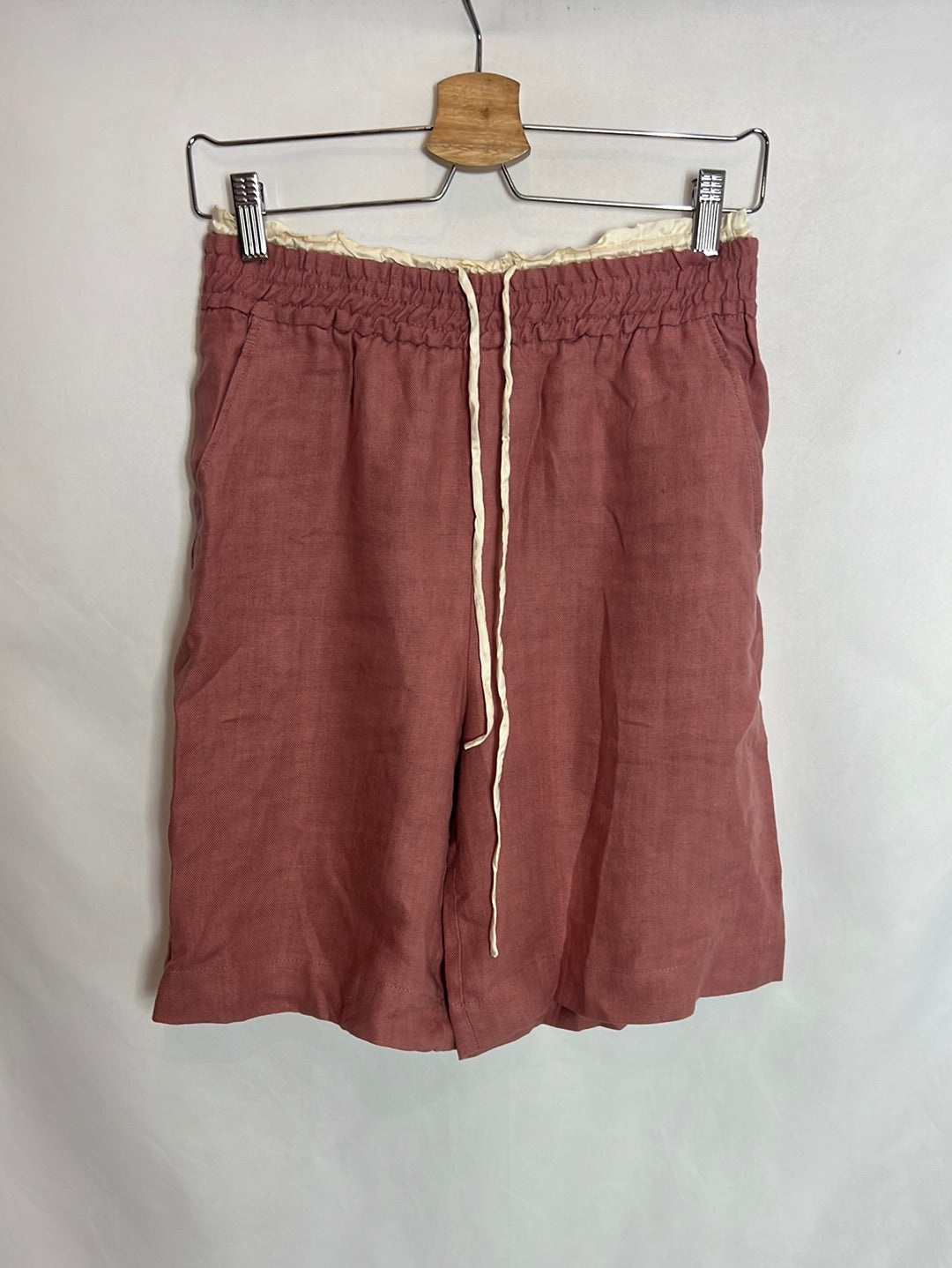 ZARA. Bermuda rosa lino T.xs