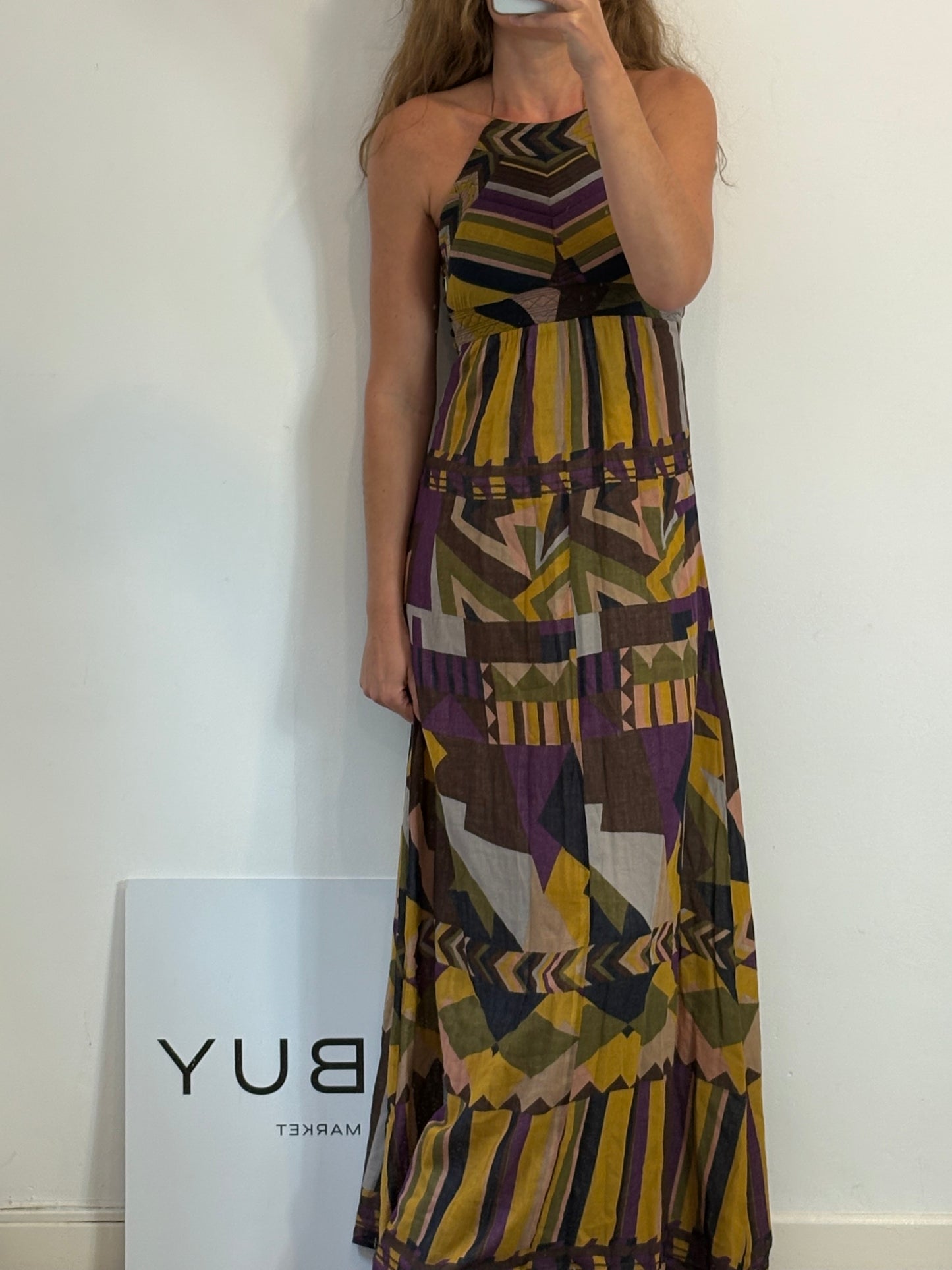 BA&SH. Vestido largo estampado halter