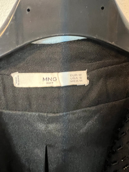 MANGO. Chaqueta negra abalorios T.m