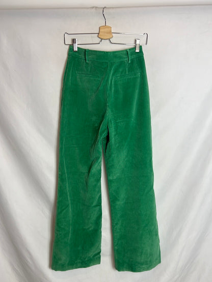 SEZANE. Pantalón ancho verde pana T.34