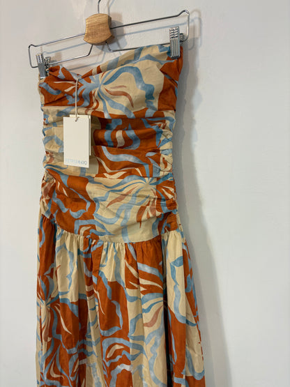 PEPPERMAYO. Vestido largo palabra de honor estampado