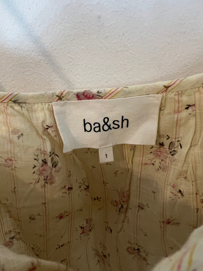 BA&SH. Top beige flores T.1(S)