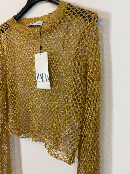 ZARA. Top tejilla dorado. T S