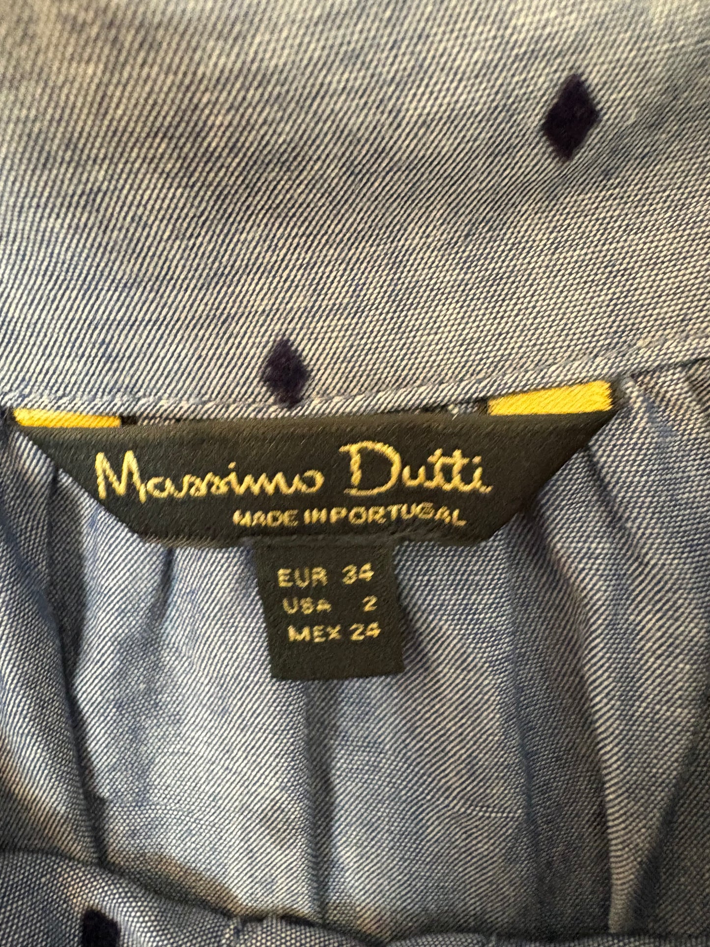 MASSIMO DUTTI. Blusa algodón rombos. T 34