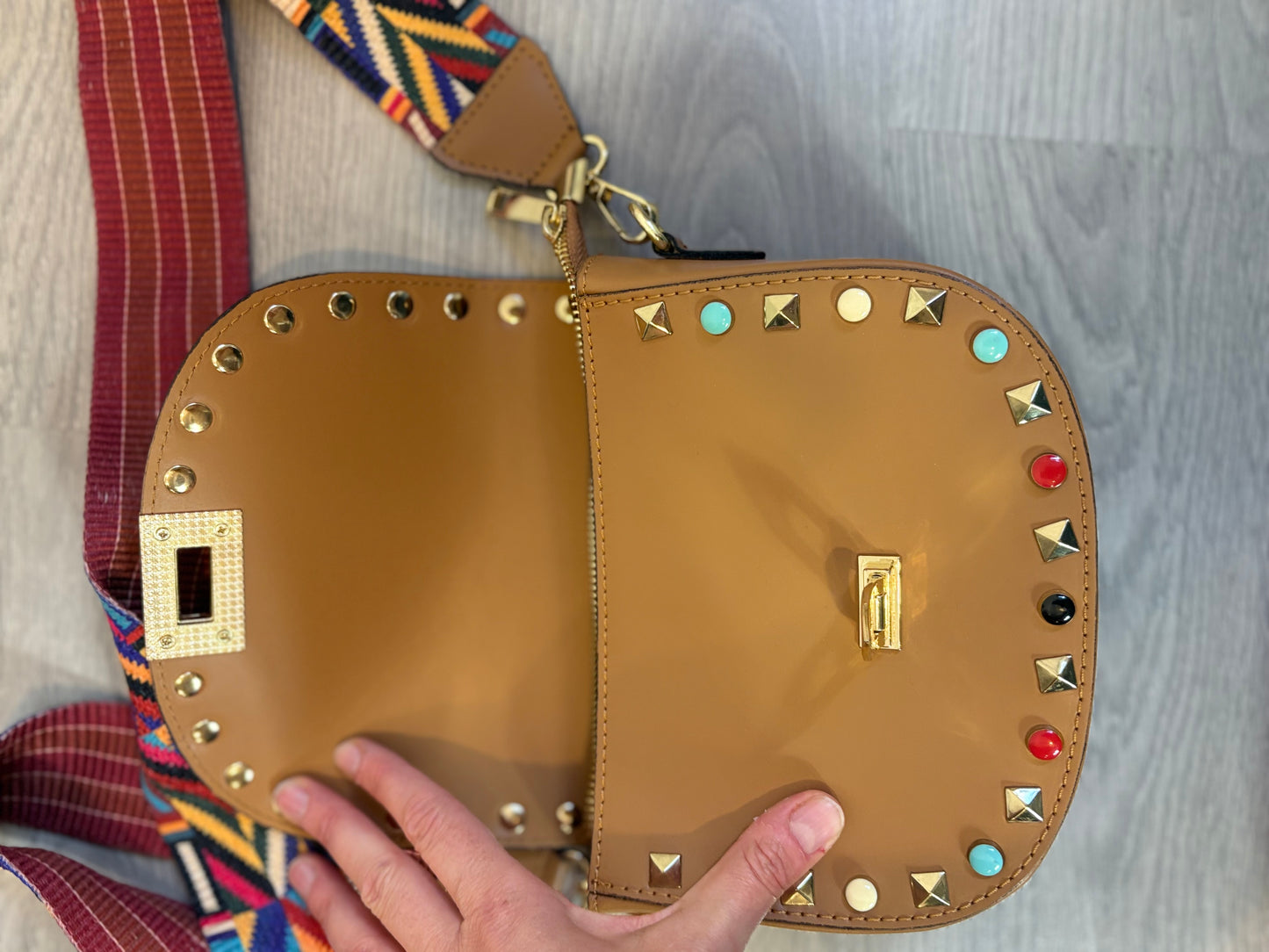 Bolso piel asa multicolor