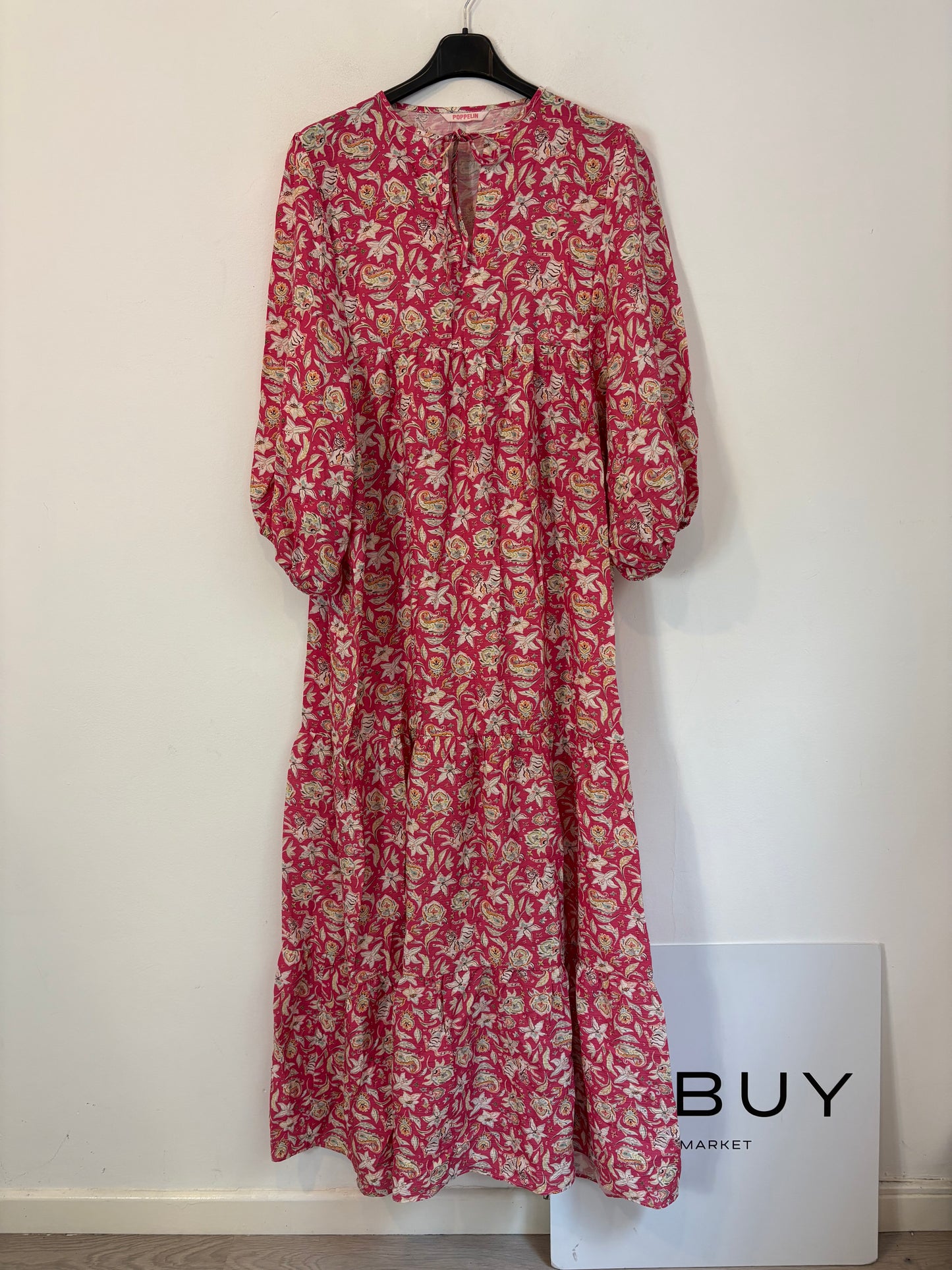 POPPELIN. Vestido largo estampado rosa