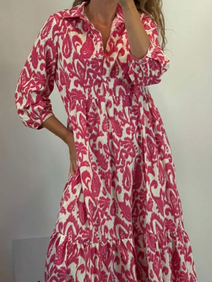 SFERA. Vestido largo estampado rosa