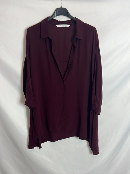 ZARA. Blusa burdeos asimetrica oversized. T M
