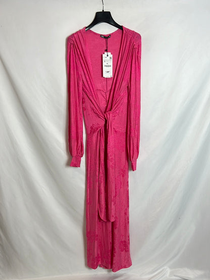 ZARA. Kimono rosa flores T.s