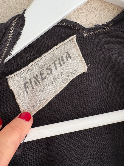 FINESTRA MENORCA. Kimono negro 100% lino