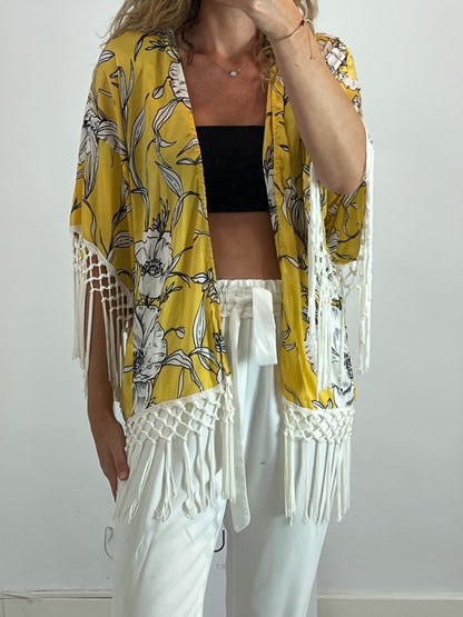 GOLDEN DAYS PARIS. Kimono amarillo flores. TU