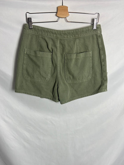 ZARA. Falda pantalón verde denim. T M