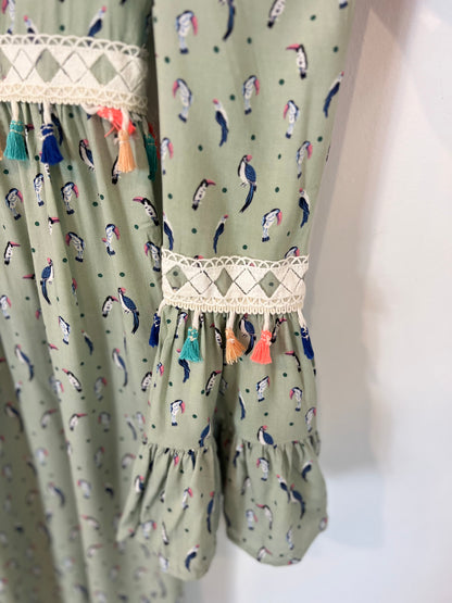 STRENA.vestio verde pájaros T.s