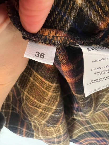 MASSCOB. Falda  cuadros marrones lanaT.36