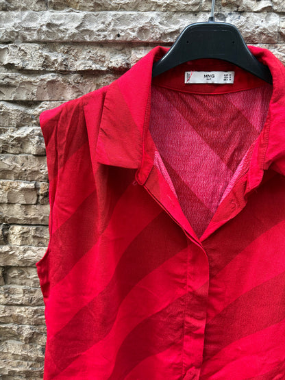 MANGO. Blusa fluida bicolor