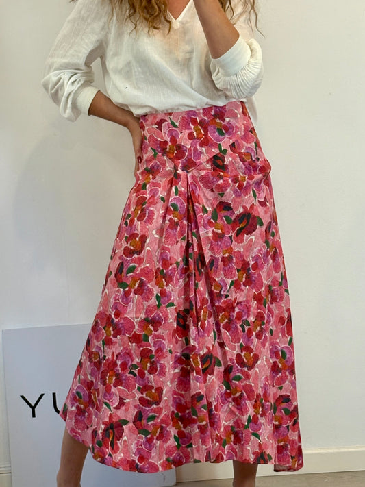 ISABEL MARANT Falda midi estampada con seda asimétrica