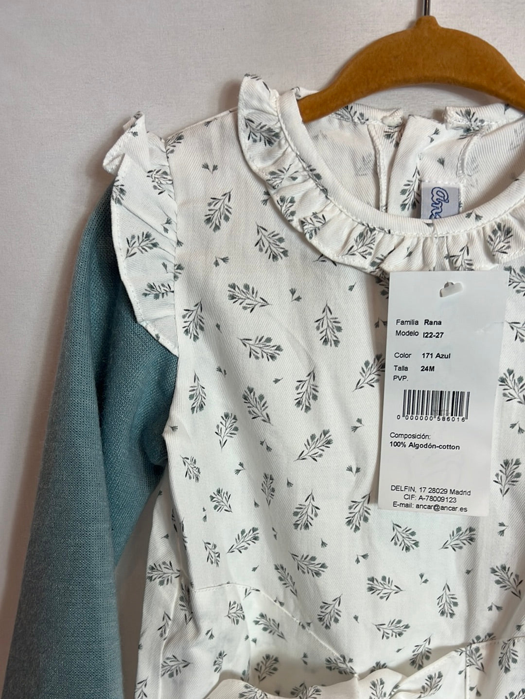 ANCAR. Ranita flores manga punto azul