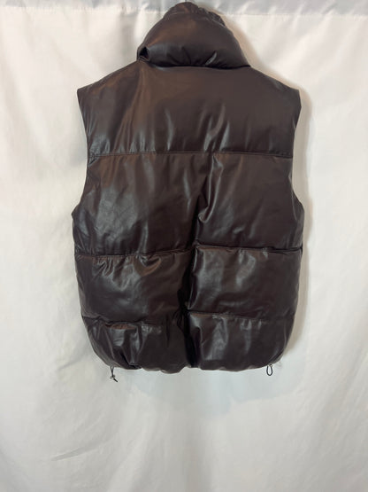 ZARA. Brown faux leather down jackets S.xs/s