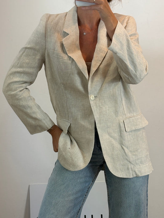 OYSHO. Blazer beige lino. T S