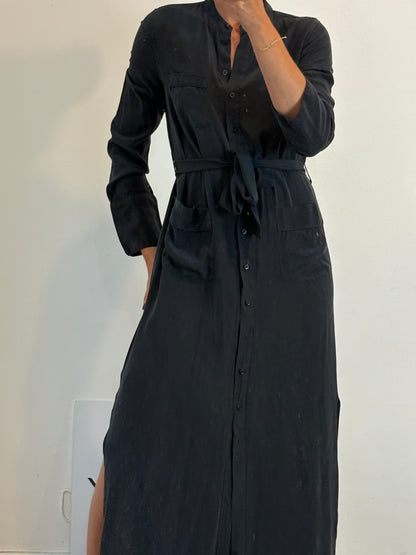 EQUIPMENT. Vestido largo seda azul aberturas. T M (tara)