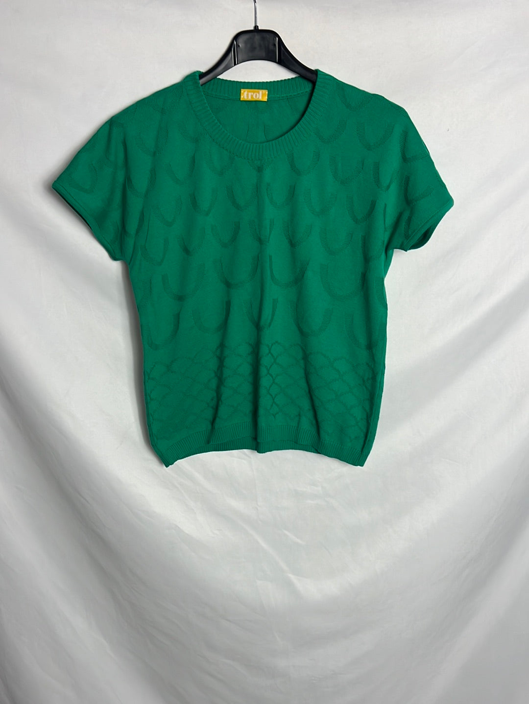 TROL. Top algodón verde textura. T M