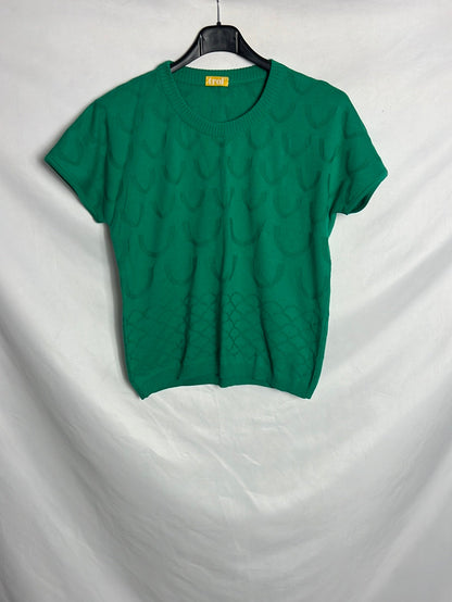 TROL. Top algodón verde textura. T M