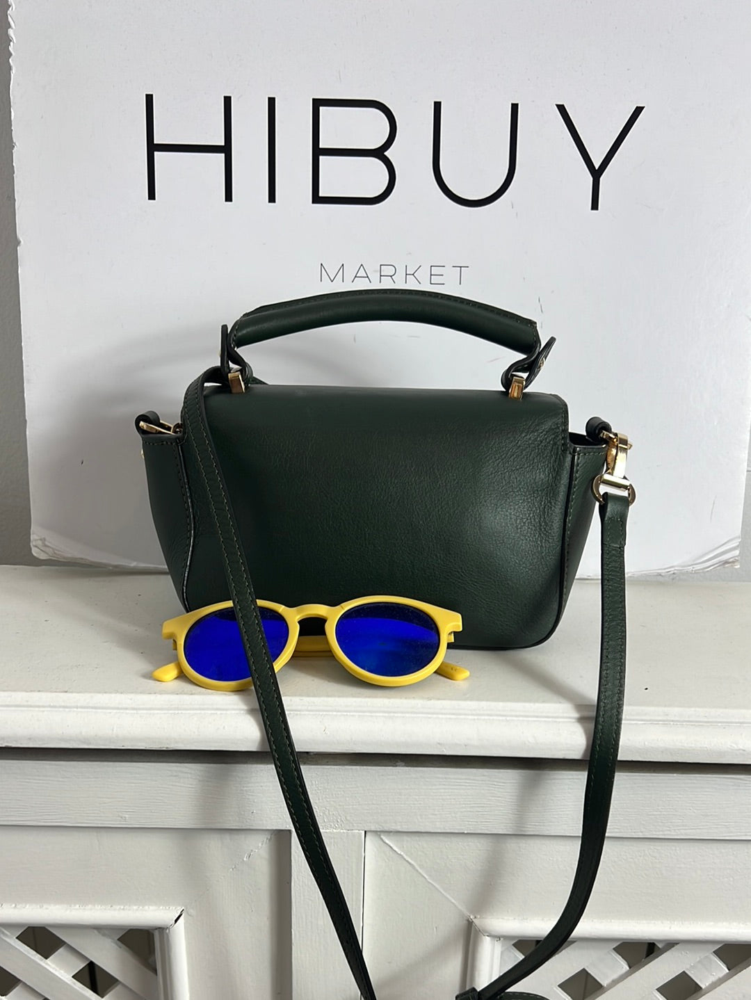 SANDRA FRECKLED. Green leather mini bag