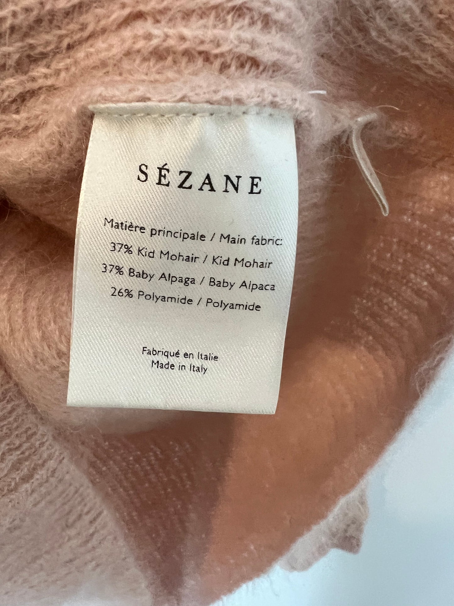 SEZANE. Jersey rosa detalles troquelados T.s