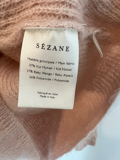 SEZANE. Jersey rosa detalles troquelados T.s