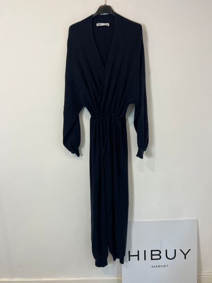 ZARA. Mono azul canalé T.s