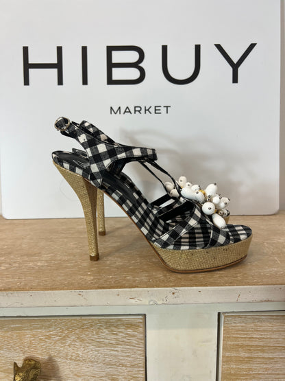 CASTAÑER. Sandalia cuadros vichy. T 39